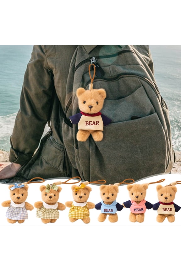 Cute Teddy Bear Keychain for Kids Adult, Soft Bear Keyring Backpack Accessories, Valentine Birthday Gift for Women Men(Yellow)