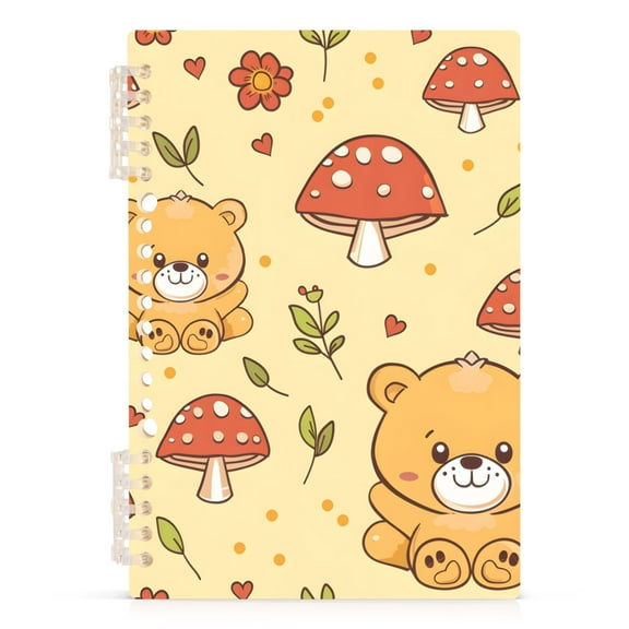 Cute Teddy Bear Mushroom Spiral Journal Notebook College Ruled Notebook 8.3" x 5.7" A5 Lined Thick Paper Page
