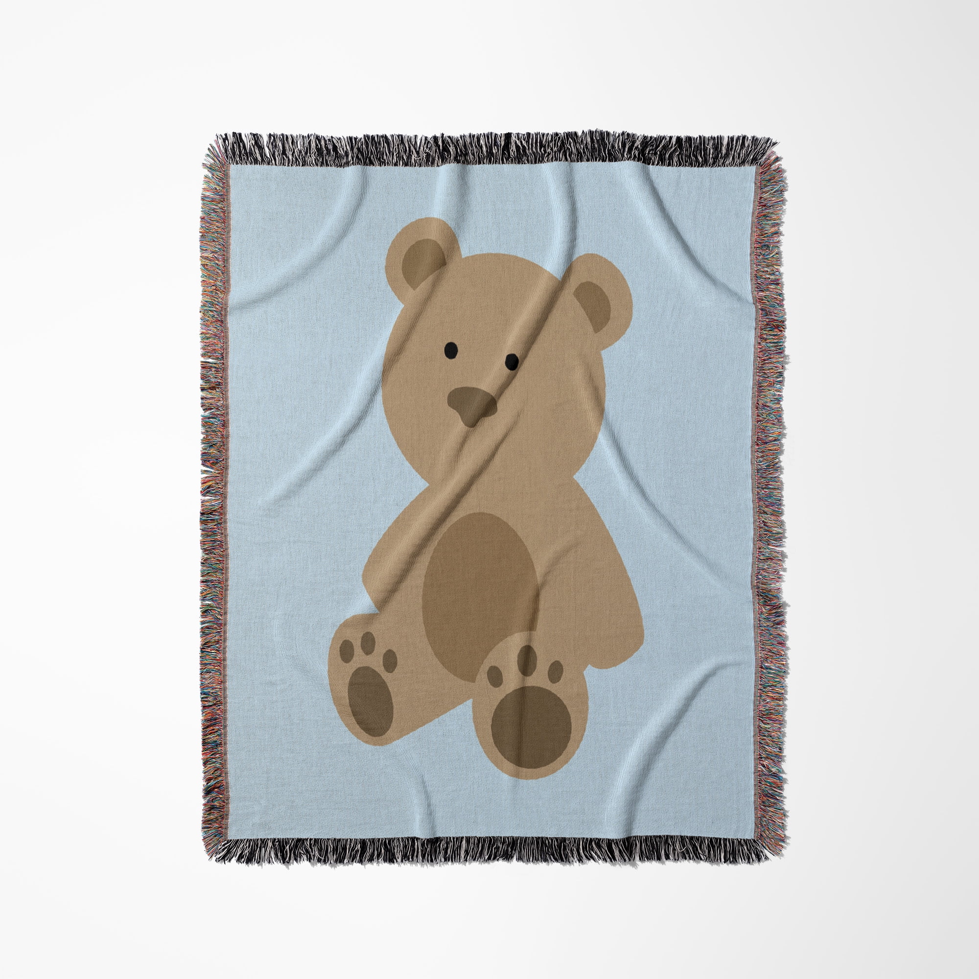 Cute Teddy Bear On A Light Blue Background, Woven Blanket - Walmart.com
