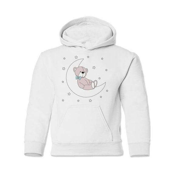 Cute Teddy Bear On The Moon Hoodie Juniors -Image by Shutterstock, Large