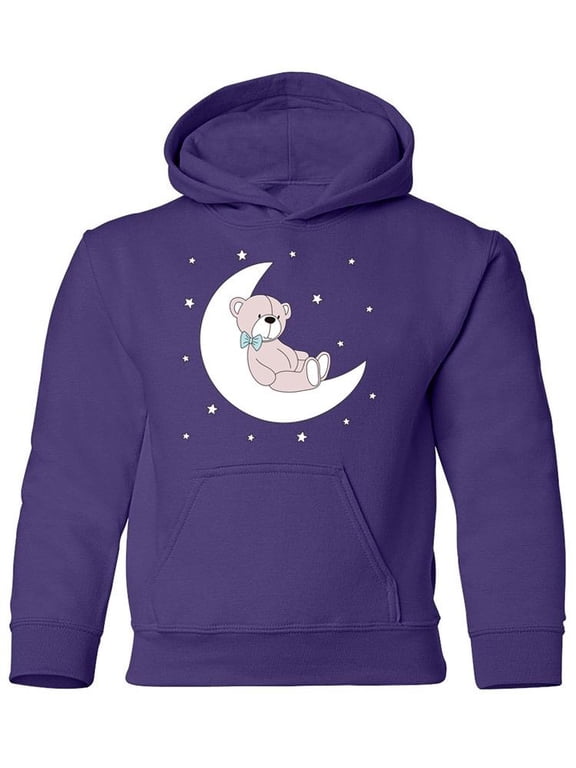 Cute Teddy Bear On The Moon Hoodie Juniors -Image by Shutterstock, Small