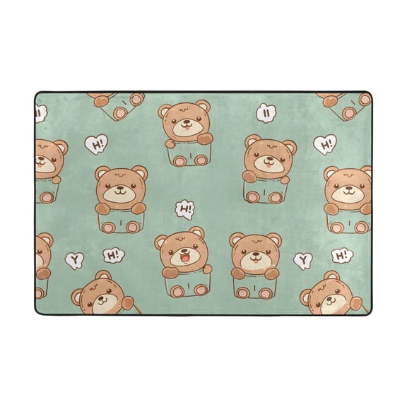 Cute Teddy Bear Pattern Rug 36x24in Memory Foam Absorbent Non Slip Plush for Bathroom Kitchen Entryway