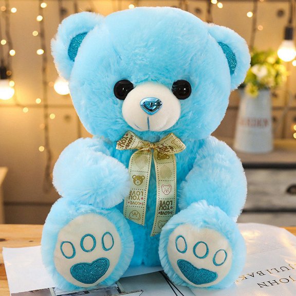 Cute Teddy Bear Plush Toy, Soft Stuffed Animal with Bow Tie, Kawaii Bear Pillow, Perfect Cuddle Buddy Gift for Kids Adults