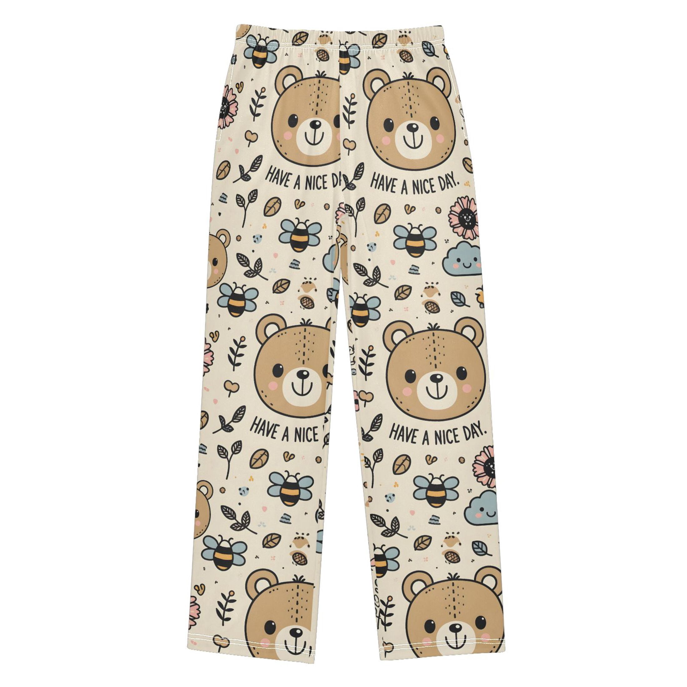 Cute Teddy Bear Smile Face Christmas Pajama Pants Soft and Lightweight ...