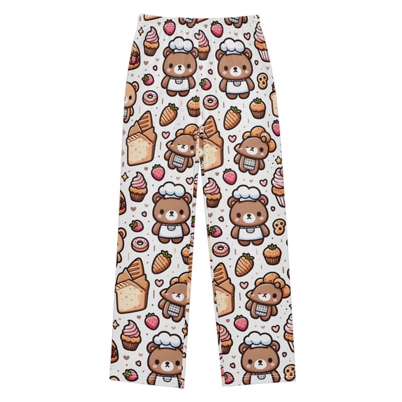 Cute Teddy Bear Sticker in Bakery Concept Background Christmas Pajama Pants Soft and Lightweight Elastic Waistband Christmas Pajama Pants