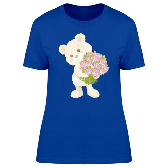 Cute Teddy Bear With A Bouquet T-Shirt Women -Image by Shutterstock, Female x-Large