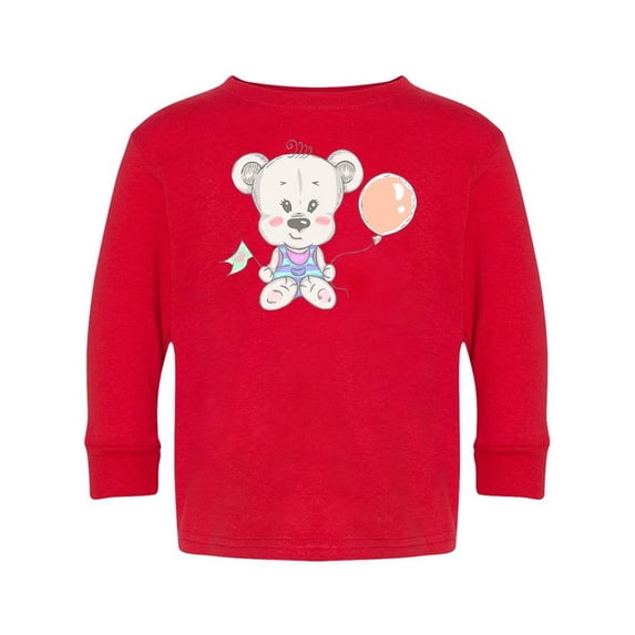 Cute Teddy Bear With Balloon Long Sleeve Toddler -Image by Shutterstock, 3 Toddler