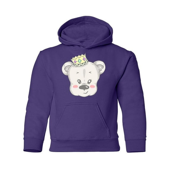 Cute Teddy Bear With Crown Hoodie Juniors -Image by Shutterstock, Large