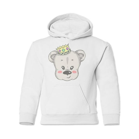 Cute Teddy Bear With Crown Hoodie Juniors -Image by Shutterstock,  Medium