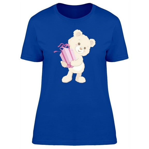 Cute Teddy Bear With Gift T-Shirt Women -Image by Shutterstock, Female Small