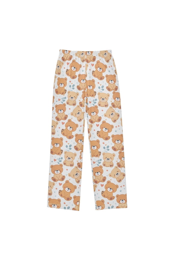 Cute Teddy Bears Christmas Pajama Pants Soft and Lightweight Elastic Waistband Christmas Pajama Pants