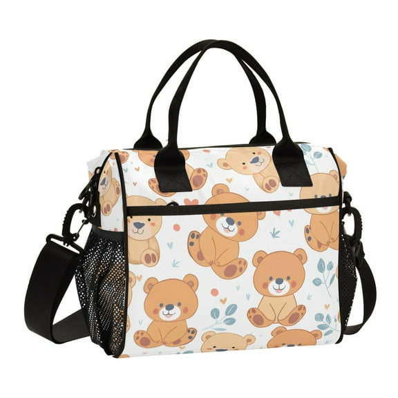 Cute Teddy Bears Lunch Bag Insulated Lunch Box Leakproof Reusable Cooler Tote Adjustable Shoulder Strap for Men Women 9L
