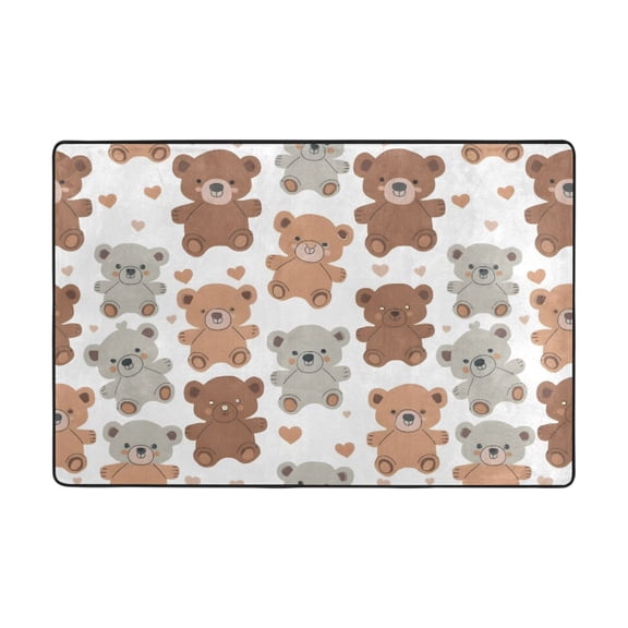 Cute Teddy Bears Pattern Rug 36x24in Memory Foam Absorbent Non Slip Plush for Bathroom Kitchen Entryway