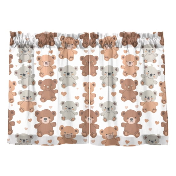 Cute Teddy Bears Pattern Tier Curtains Tier Kitchen Living Room Bedroom Balcony 2 Panels 27x36 Inch