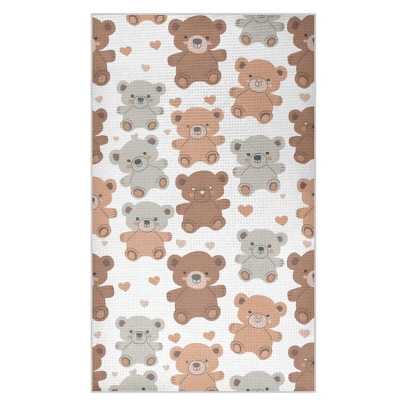 Cute Teddy Bears Pattern Waffle Kitchen Towels 18x30 in Soft Absorbent Quick Dry Dishcloths