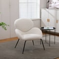 thumbnail image 1 of Accent Armchair with Metal Legs, Modern Upholstered Sofa Chair with Curved Back, Comfy Leisure Side Chair for Living Room, Bedroom, Waiting Room, Vanity Room, Office, Ivory, 1 of 8