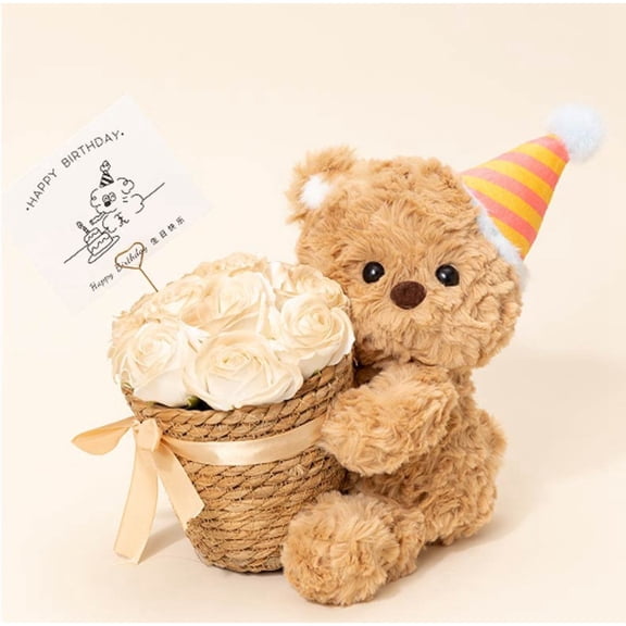 Cute Teddy Plush Toy – Valentine’s Day Gift – Soft Hugging Bear with Heart Details – Cozy Decorative Stuffed Plush for Home & Gifting