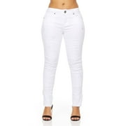 YDX Cute Teen Girl Cute Mid Rise Waisted Ripped Distressed Torn Skinny Juniors, White Denim, 5