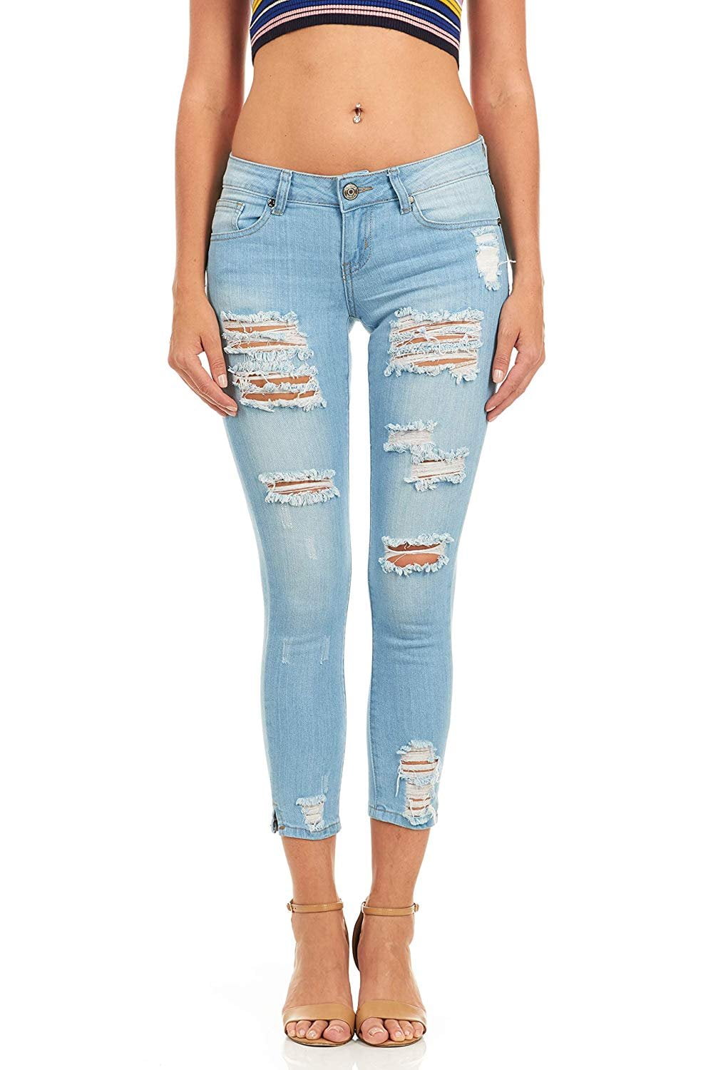 Cute Teen Girl Jeans juniors plus ripped repaired patched skinny