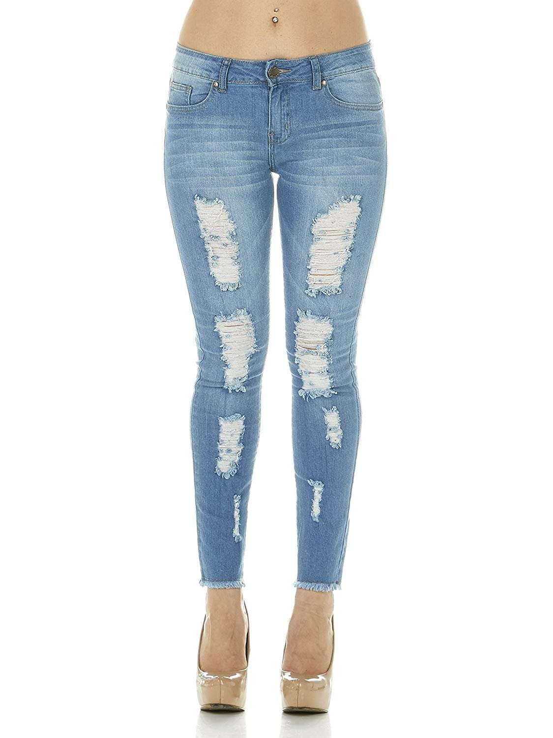 Cute Teen Girl Jeans juniors plus ripped repaired patched skinny pants ...