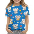 thumbnail image 1 of Cute Teen Girl Shirts Size 2-3 Short Sleeve Funny Animal Graphic Tween Girls Trendy Clothes Tee Shirts Summer Trendy Soft Kids Clothes Crew Neck Shirts Blue, 1 of 5