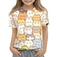 thumbnail image 1 of Cute Teen Girl Shirts Size 3-4 Summer Short Sleeve Funny Animal Print Tee Shirts Casual Kids Shirts Big Sister Outfit Crew Neck Shirts Beige, 1 of 5