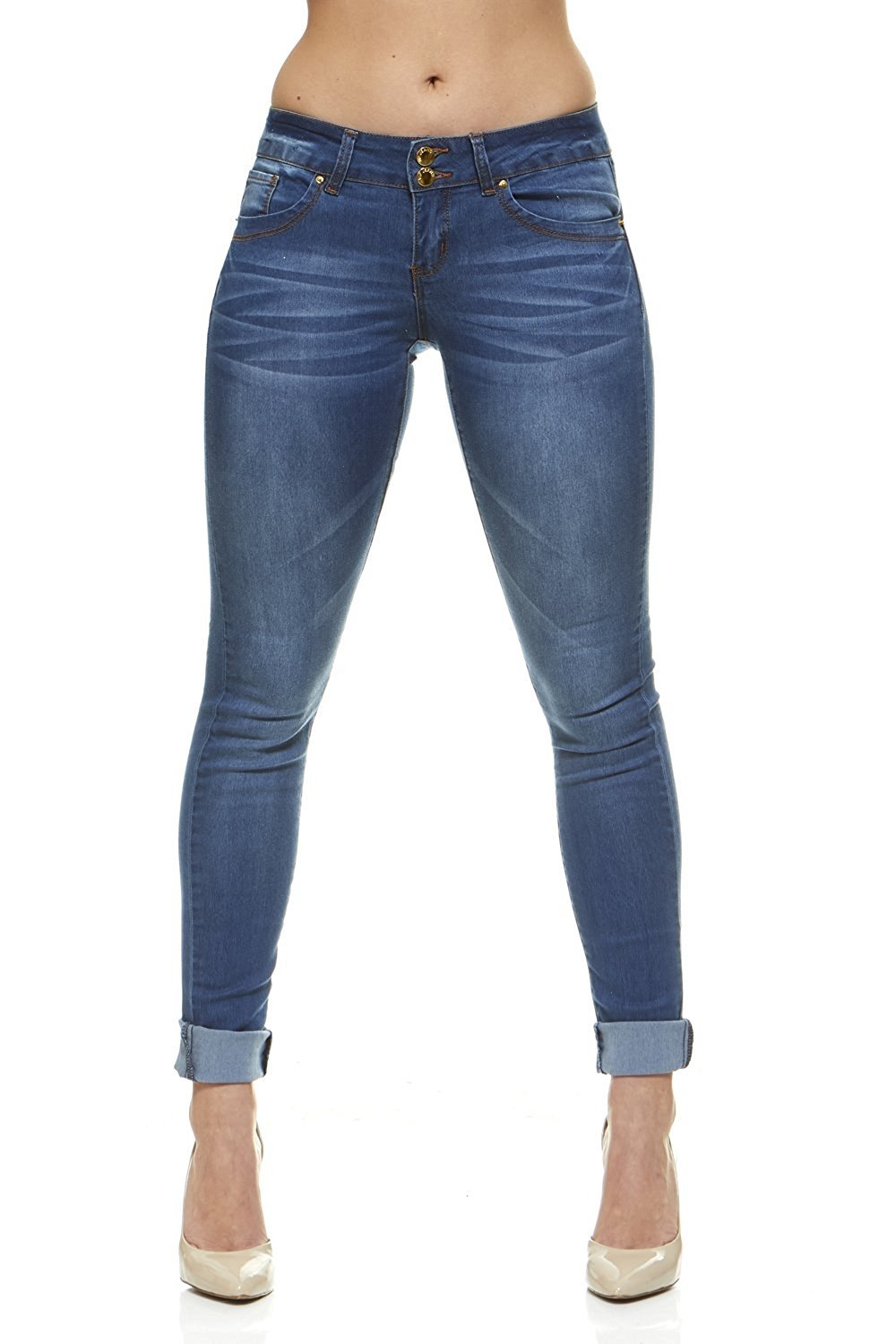 Cute Teen Girl - Skinny Jeans for Teen Girls Acid Washed Slim Fit Five Pocket Blue - image 1 of 6