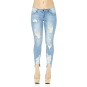 YDX Cute Teen Girl Teen Girls's Distressed Ripped Skinny Jeans Plus Size Juniors, Light 11