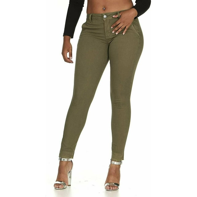 Cute Teen Girl Teen Girlss Skinny Jeans Trouser Pant Style Side Slant Pockets Juniors Size 7/8 Light Olive Green