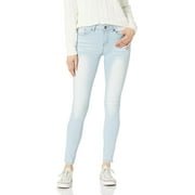 YDX Cute Teen Girl Women's Skinny Cuffed Stone Whisker Wash 29 Inseam, Faded Blue, 5 Junior