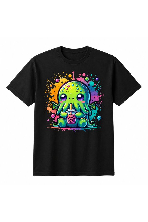 Cute Tentacled Bubble Tea Graphic T-Shirt, Unisex Classic Fit Cotton Tee