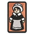 thumbnail image 1 of Cute Thanksgiving Pilgrim Girl Applique Multi-Color Embroidered Hook & Loop Patch - 2.5 Inch Small, 1 of 5