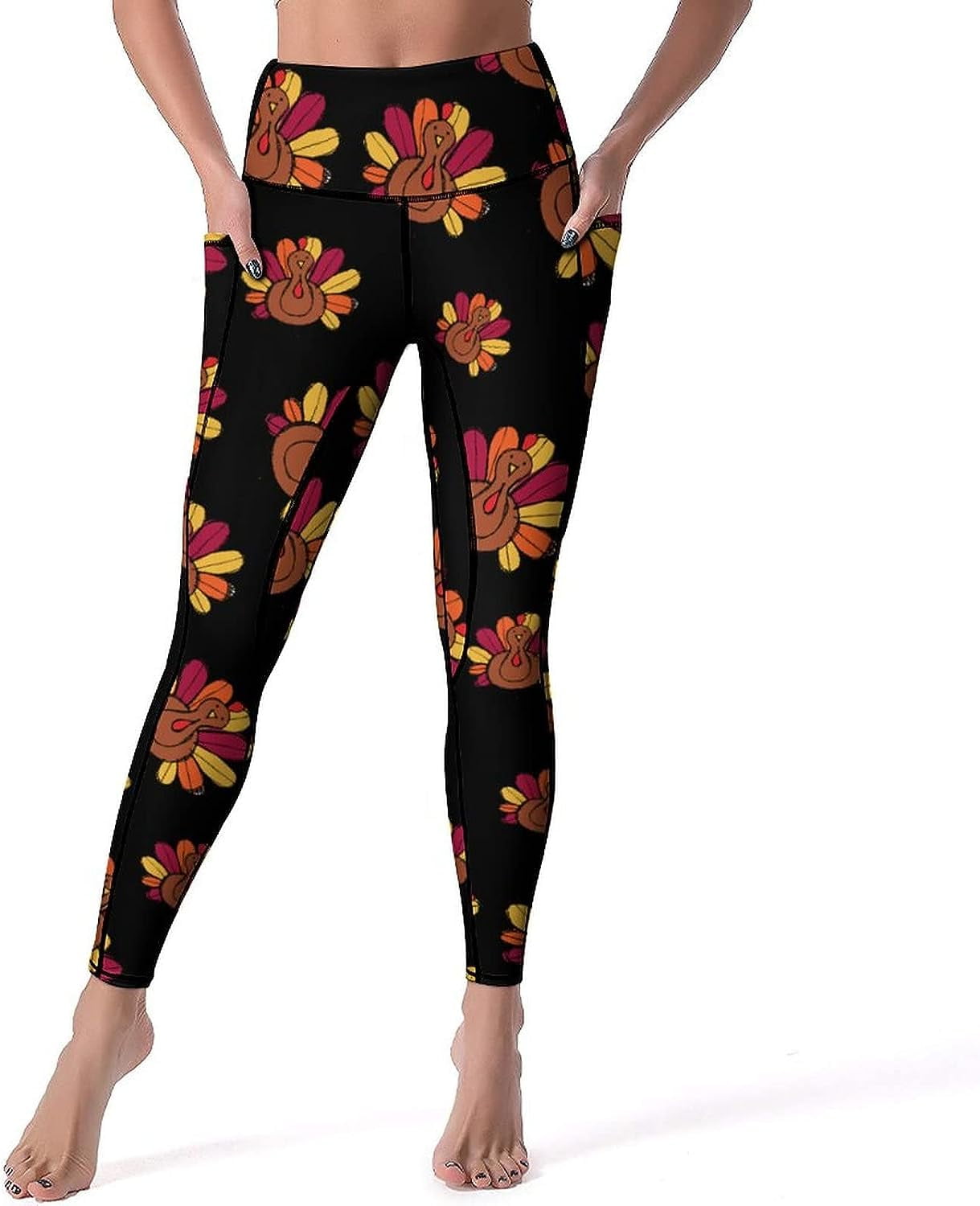 Cute Thanksgiving Turkey Women s Yoga Pants with Pockets High Waist Tummy Control Leggings Sports Trousers Walmart