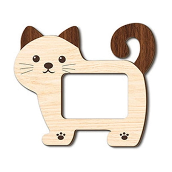 Cute Themed Wood Memory Frame With Stand Cats Dog Shape Photo Picture Holder Frame For Tabletop Decorative Accent