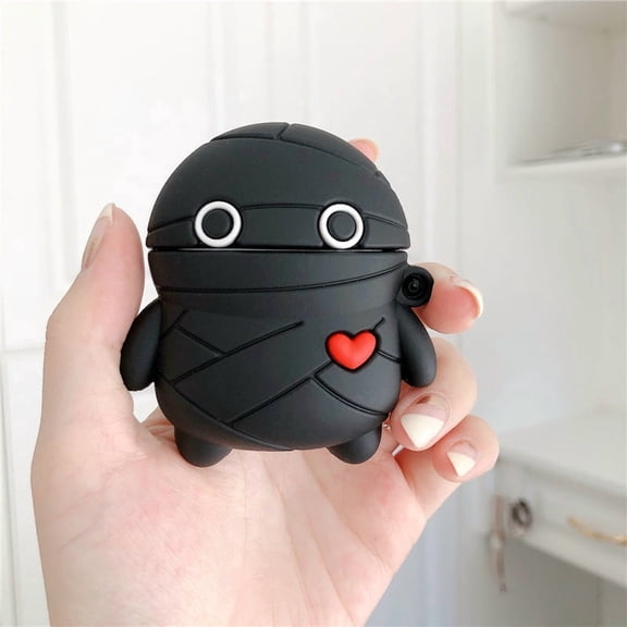 Cute Three-dimensional Love Small Black And White Earphone Case