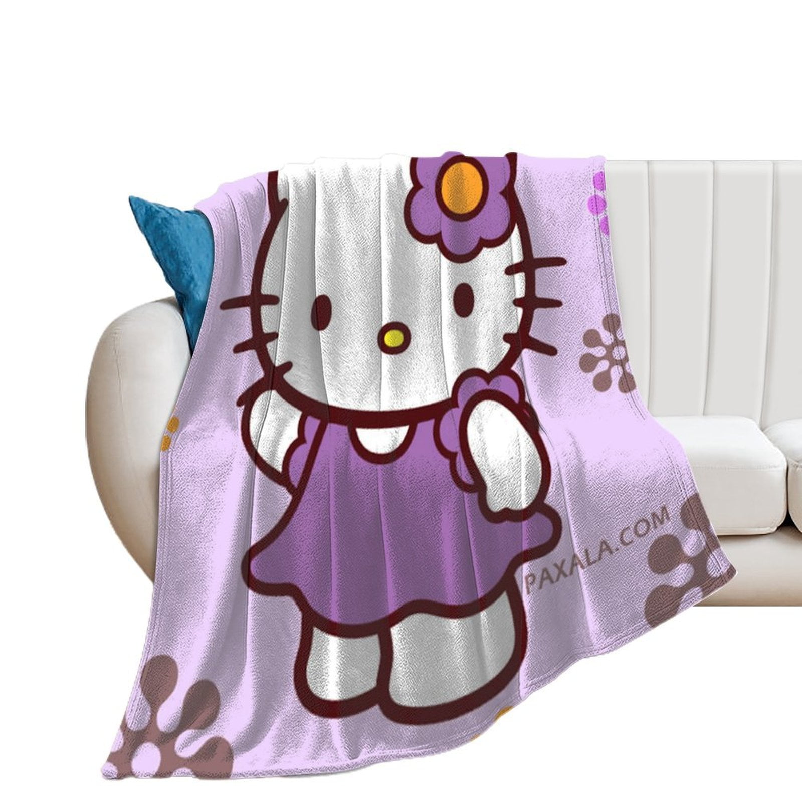 Cute Throw Blanket for Women Girl Hello Kitty Purple Snowflake Kawaii ...