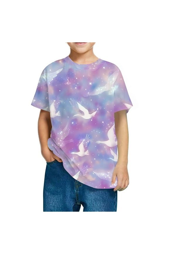 Cute Tie Dye Graphic Tees for Kids Girls Short Sleeve Summer Cotton T Shirts Boys Fashion Casual T-Shirts Multicolor， 3 Years