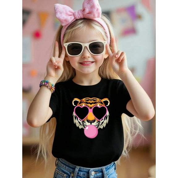 Cute Tiger And Bubble Kids T-shirt With 100% Cotton Fabric,Suitable for Boys And Girls,Size From 3T-13Y,Ideal Gift for Kids