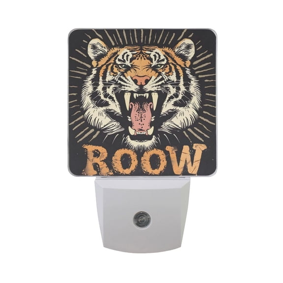 Cute Tiger Barking Night Light 2 Pack LED Nightlight Plug into Wall Dusk to Dawn Sensor Soft White