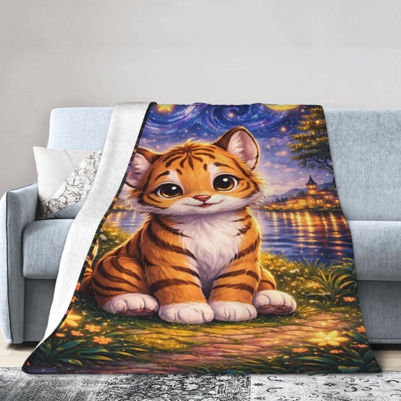 Cute Tiger Blanket Cozy Soft Home Decor Gift for and Animal Lovers 50x40