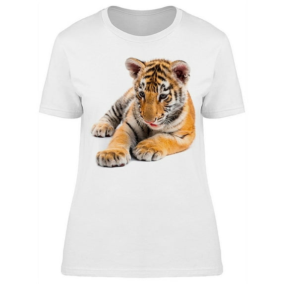 Cute Tiger Cub Lying T-Shirt Women -Image by Shutterstock, Female Large