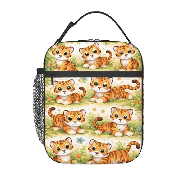 Cute Tiger Cubs Lunch Bag Portable Thermal Lunch Box for Men and Women