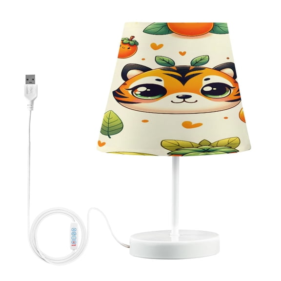 Cute Tiger Face and Persimmon Desk Lamp LED Table Nightstand Lamps with 3 Color Temperatures for Home Bedroom Living Room Decor 8x12