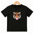 thumbnail image 1 of Cute Tiger Heart Sunglasses Girls Graphic Tee, Retro Cool Pink 100% Cotton Kids Short Sleeve T-Shirt, 1 of 5