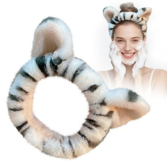 Cute Tiger Pattern Headband - Ear Headband for Washing, Yoga, and Beauty, Elastic Turban for Women, Comfortable Headband for Makeup and Sports Halloween Decor Wedding Guest Dress Makeup Organizers