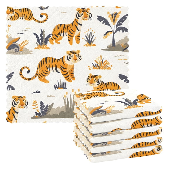 Cute Tigers Kitchen Towels 6 Pcs Dish Towels Absorbent Soft Quick Dry Towel Dish Rags for Washing Dishes