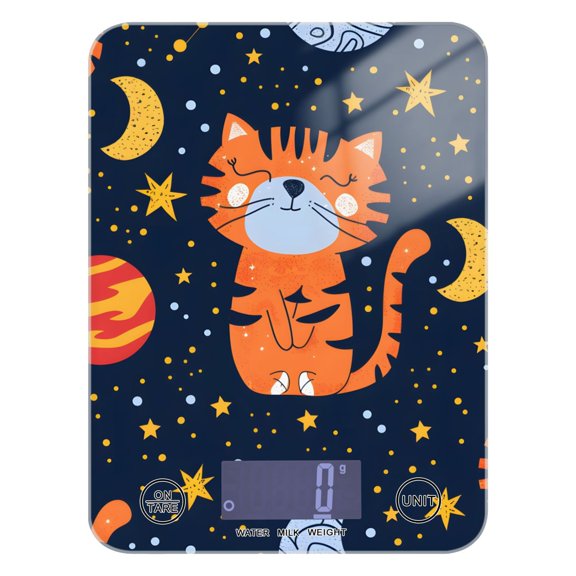 Cute Tigers Stars Food Scale Digital Kitchen Scale Waterproof Tempered Glass Tare Function 11 lb for Baking Cooking Meal Prep
