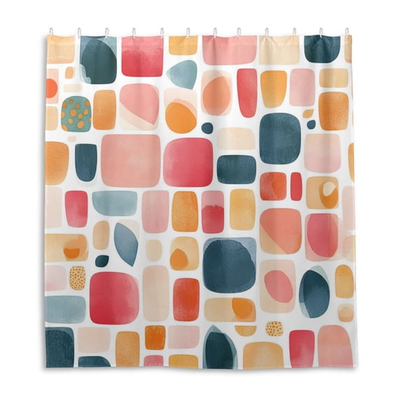 Cute Tile Patterns Shower Curtain Liner 66x72 Inch Waterproof Shower Curtains Decorative Bathroom with 12 Pack Hooks
