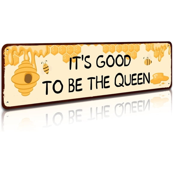 Cute Tin Sign Bee Metal Tin Sign Retro Nostalgic Tin Sign Fun Decorative Sign for Home Kitchen Bar Room Garage Decor Insect Queen Bee Gift for Her Gift for Mum 4 x 16 Inch