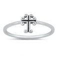 thumbnail image 1 of Cute Tiny Curly Cross Ring .925 Sterling Silver Band Jewelry Female Male Unisex Size 4, 1 of 4